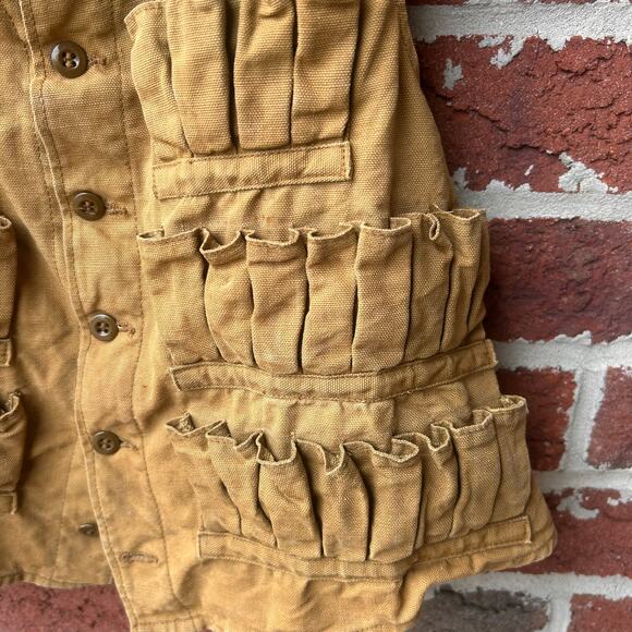 Vintage Canvas Button Brown Hunting Ammo Vest XS - Picture 4 of 4